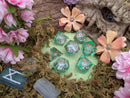 Green and Gold Shimmer Liquid Core Dice Set