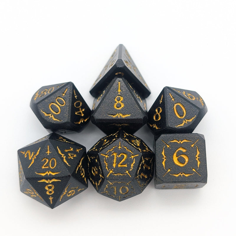 Arcana Obscura | Arcana Black and Gold Metal Dice Set - Only-Games