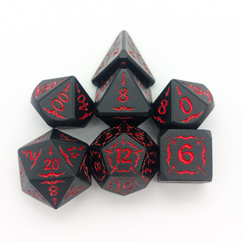 Hellish Rebuke | Black & Red Metal Arcana Dice Set - Only-Games