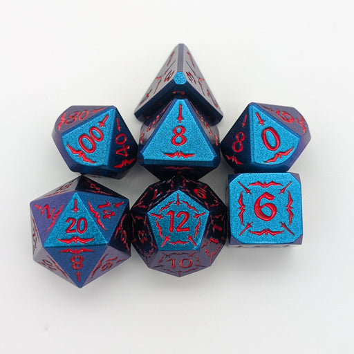 Starfire Invocation | Blue & Red Metal Arcana Dice Set - Only-Games