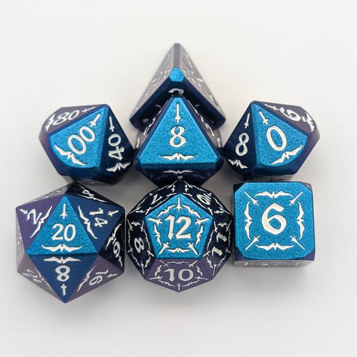 Astral Veil Arcana | Blue & White Metal Arcana Dice Set - Only-Games