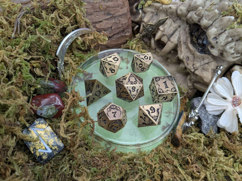 The Abyssal Sovereign | Eldritch Gold Metal Dice Set - Only-Games