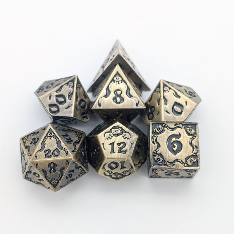 The Abyssal Sovereign | Eldritch Gold Metal Dice Set - Only-Games