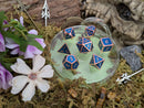 Blue and Rose Gold Metal Dice Set