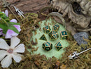 Green and Gold Metal Dice Set