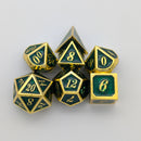 Green and Gold Metal Dice Set