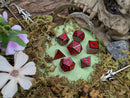 Red with Black outline Metal Dice Set