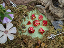 Red and Gold Metal Dice Set