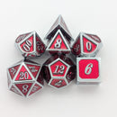 Red and Silver Metal Dice Set