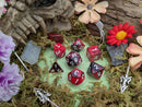 Red and Black Tie-Dye Dice Set
