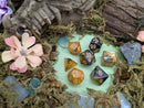 Yellow and Black Tie-Dye Dice Set