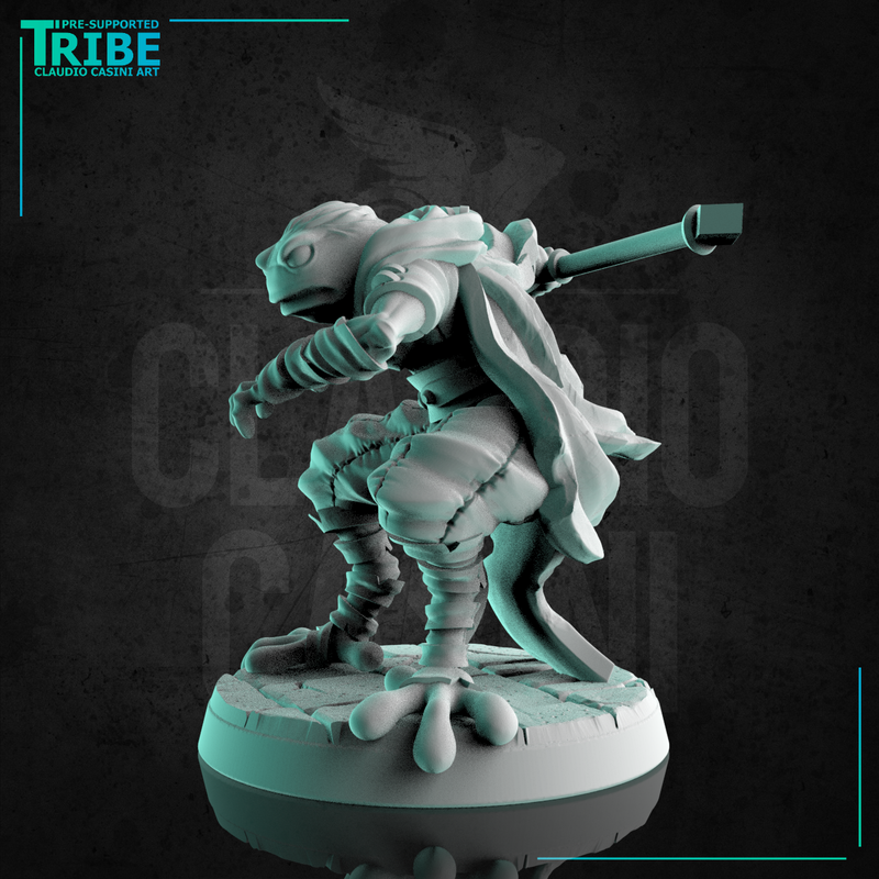 (0274) Male frog man folk spear shooter - Only-Games