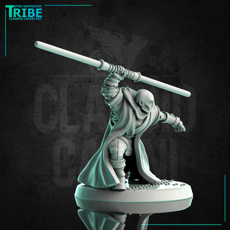 (0241) Male shi-fi warrior monk with a plasma sword and android arm - Only-Games