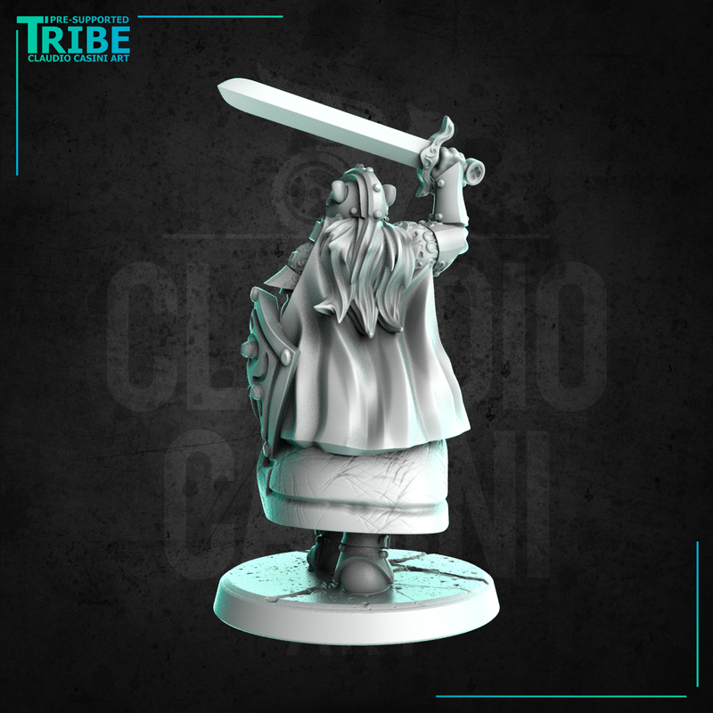 (0289) Female panda folk leader warrior paladin with sword mace hammer and shield - Only-Games