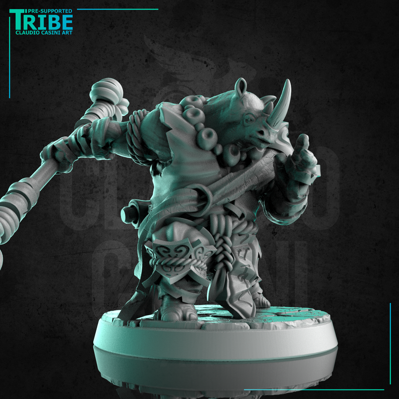 (0278) Male rhinoceros monk shaolin warrior with a stick