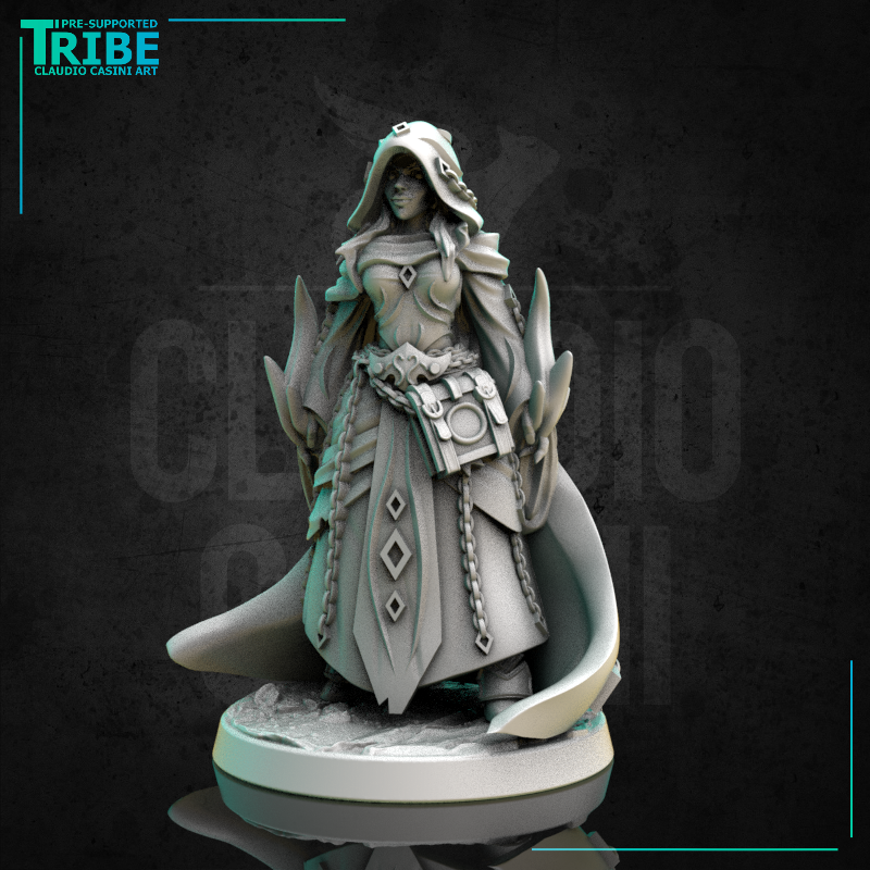 (0310) Female human elf half-orc firbolg tiefling witch sorceress wizard with spell