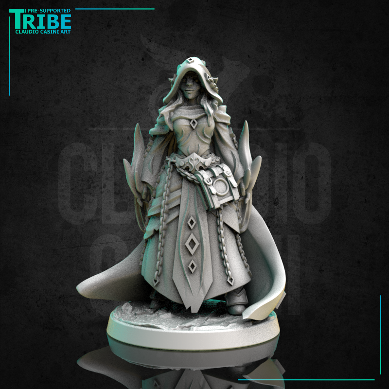 (0310) Female human elf half-orc firbolg tiefling witch sorceress wizard with spell