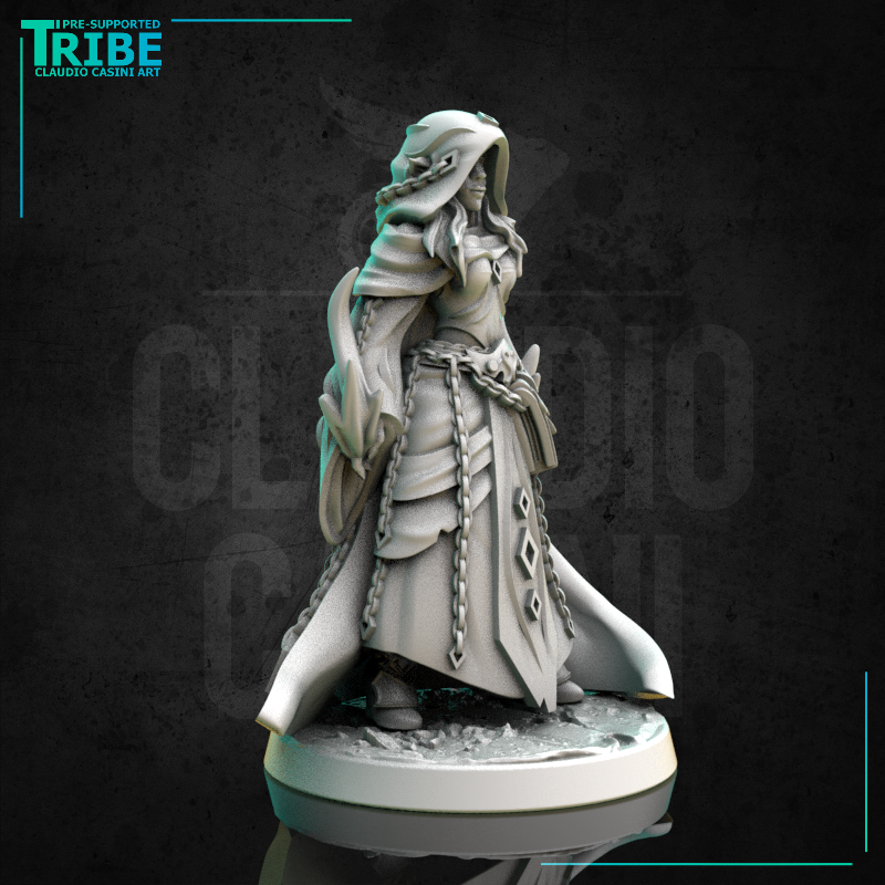 (0310) Female human elf half-orc firbolg tiefling witch sorceress wizard with spell