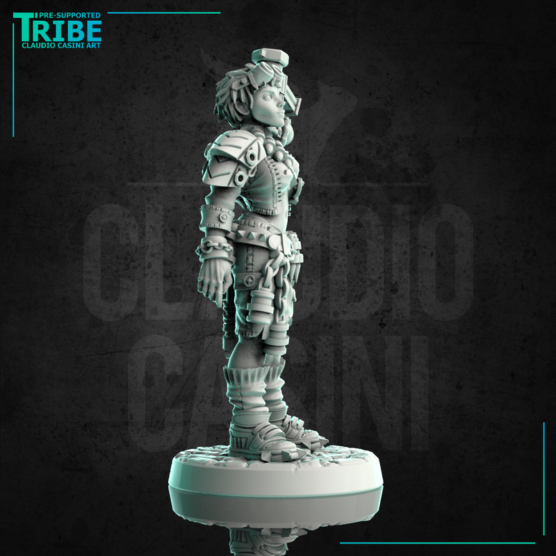(0246) Female post apocalyptic warrior bounty hunter with a gun - Only-Games