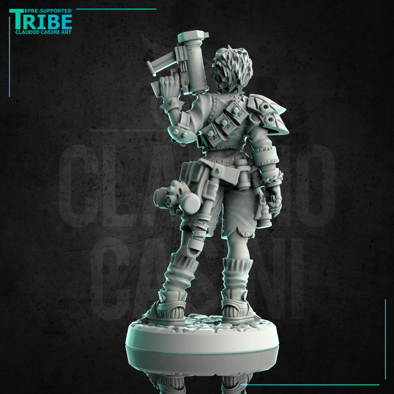 (0246) Female post apocalyptic warrior bounty hunter with a gun - Only-Games