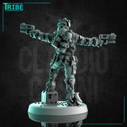 (0280) Male sci-fi cyberpunk post-apocalyptic bounty hunter with two guns - Only-Games