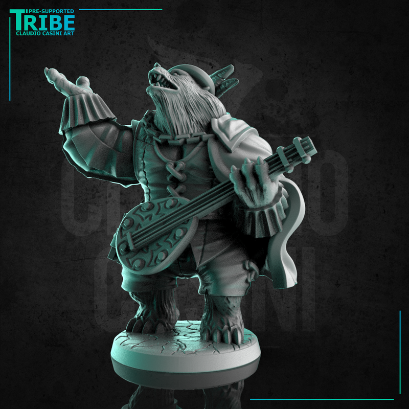 (0272) Male bear folk bard musician with a mandolin - Only-Games