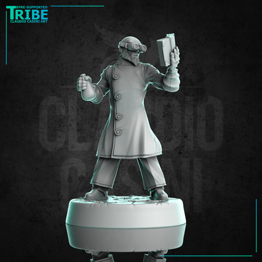 (0316) Male human shi-fi scientist with book and chemical substance - Only-Games
