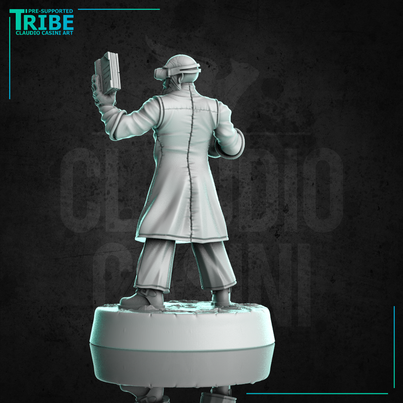 (0316) Male human shi-fi scientist with book and chemical substance - Only-Games