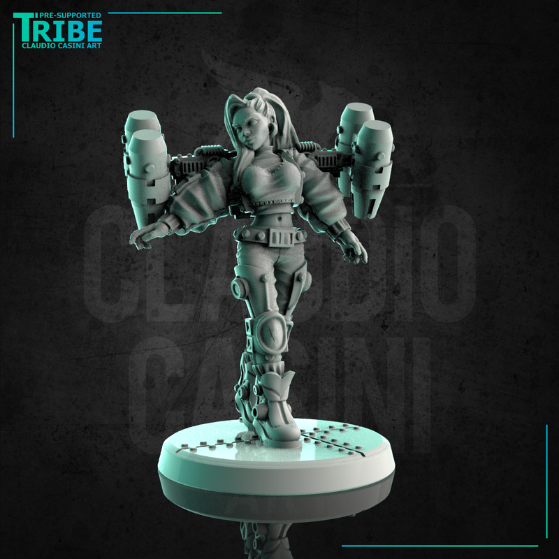 (0256) Female soldier sci-fi with a jet pack - Only-Games