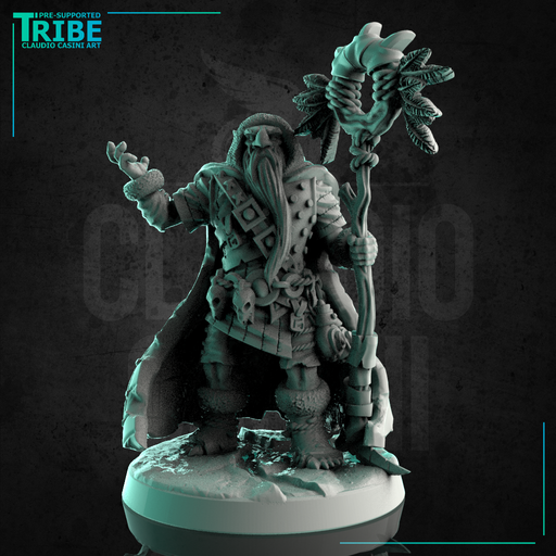 (0252) Male half troll shaman wizard sorceror with magic staff - Only-Games