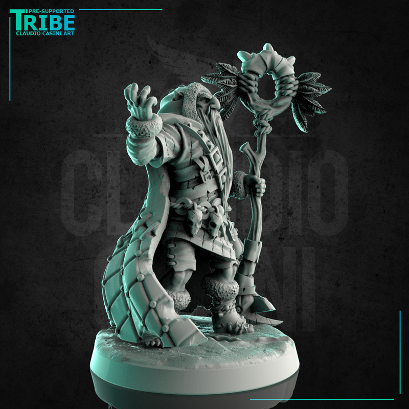 (0252) Male half troll shaman wizard sorceror with magic staff - Only-Games