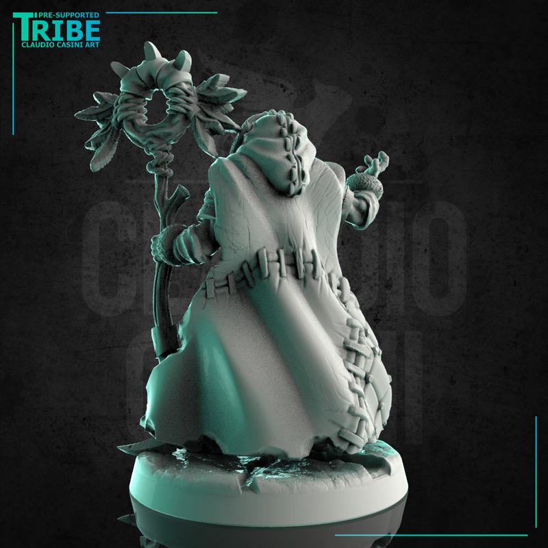 (0252) Male half troll shaman wizard sorceror with magic staff - Only-Games