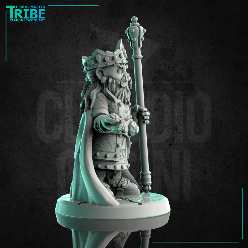(0213) Male halfling hobbit king with a scepter and a crown - Only-Games