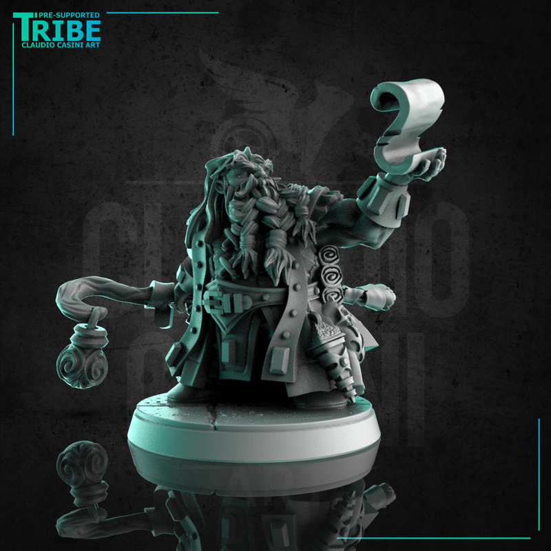 (0287) Male dwarf wizard enchanter sorceror magician with staff and spell scroll - Only-Games