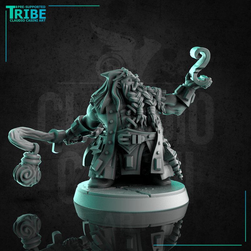 (0287) Male dwarf wizard enchanter sorceror magician with staff and spell scroll - Only-Games