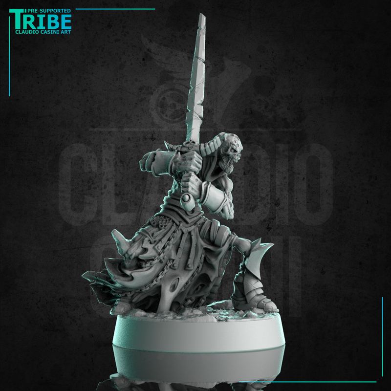 (0315) Male undead zombie skeleton warrior with two hand sword - Only-Games