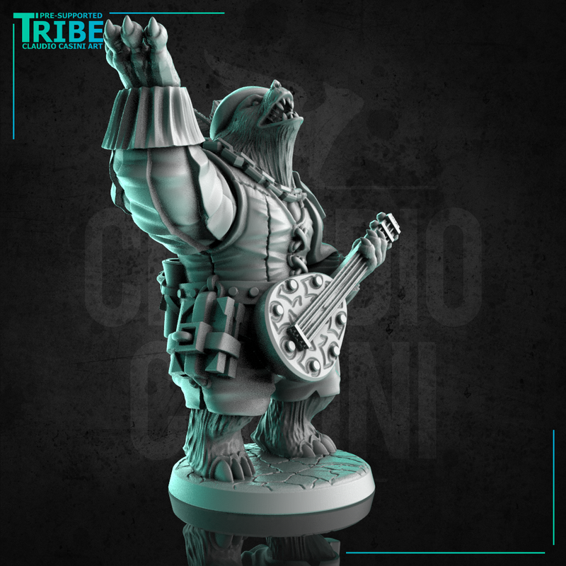 (0272) Male bear folk bard musician with a mandolin - Only-Games