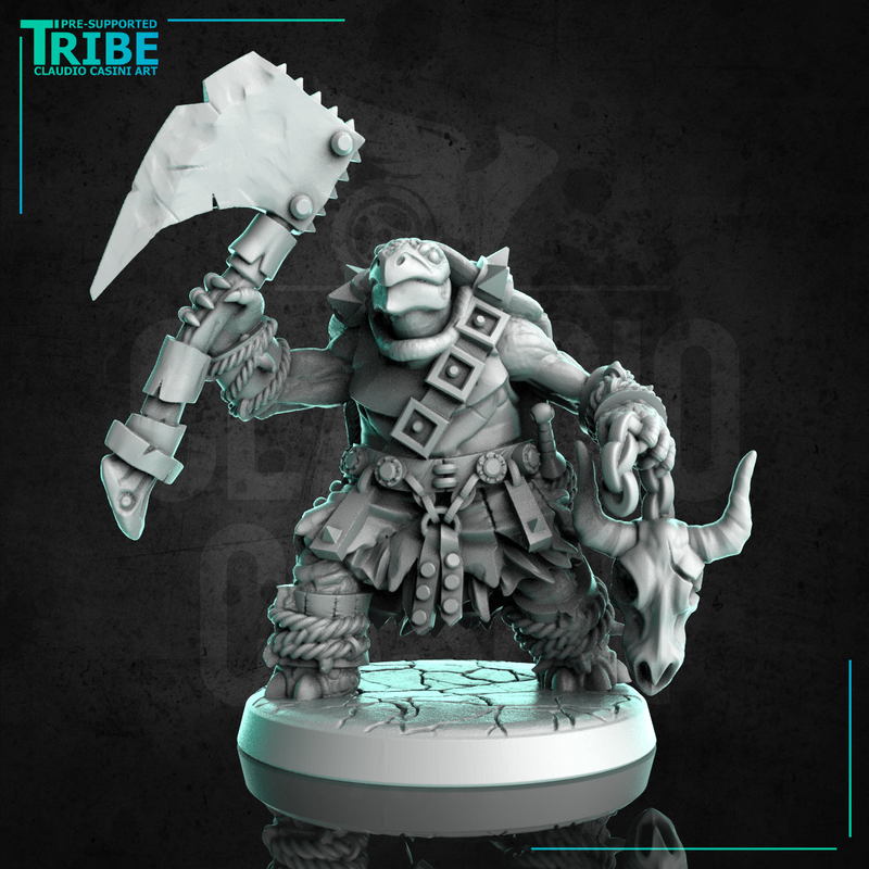 (0269) Male turtle folk barbarian warrior with an axes - Only-Games
