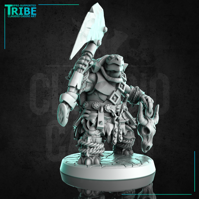 (0269) Male turtle folk barbarian warrior with an axes - Only-Games