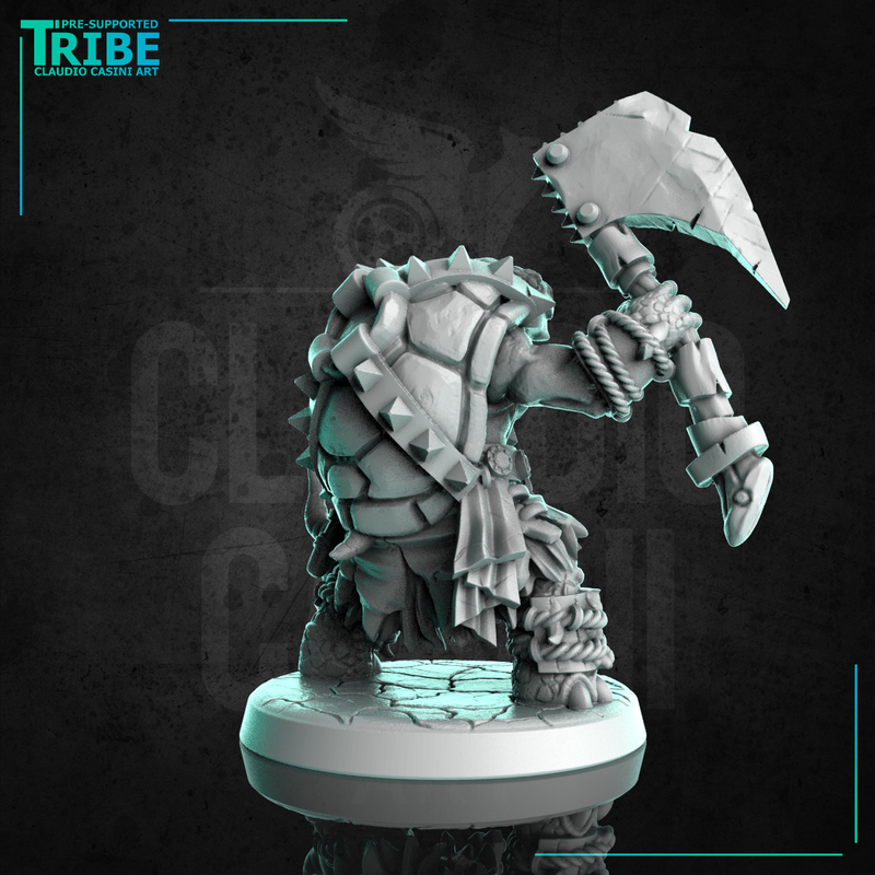 (0269) Male turtle folk barbarian warrior with an axes - Only-Games