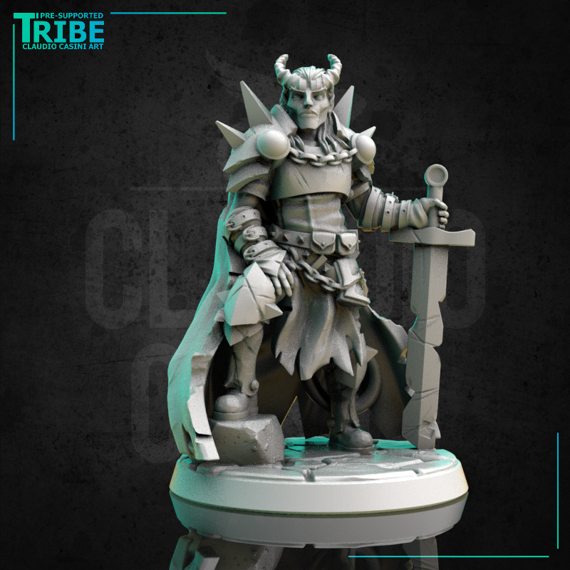 (0286) Male human elf half orc tiefling firbolg paladin warrior cleric with a plate armor and sword - Only-Games