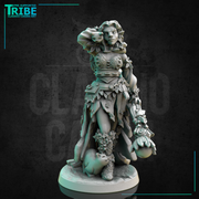 (0261) Female druid wizard witch with magic staff and cats familiar - Only-Games