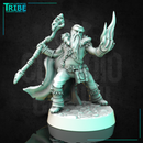 (0318) Male  human elf tiefling half-orc firbolg druid with staff and magic fire