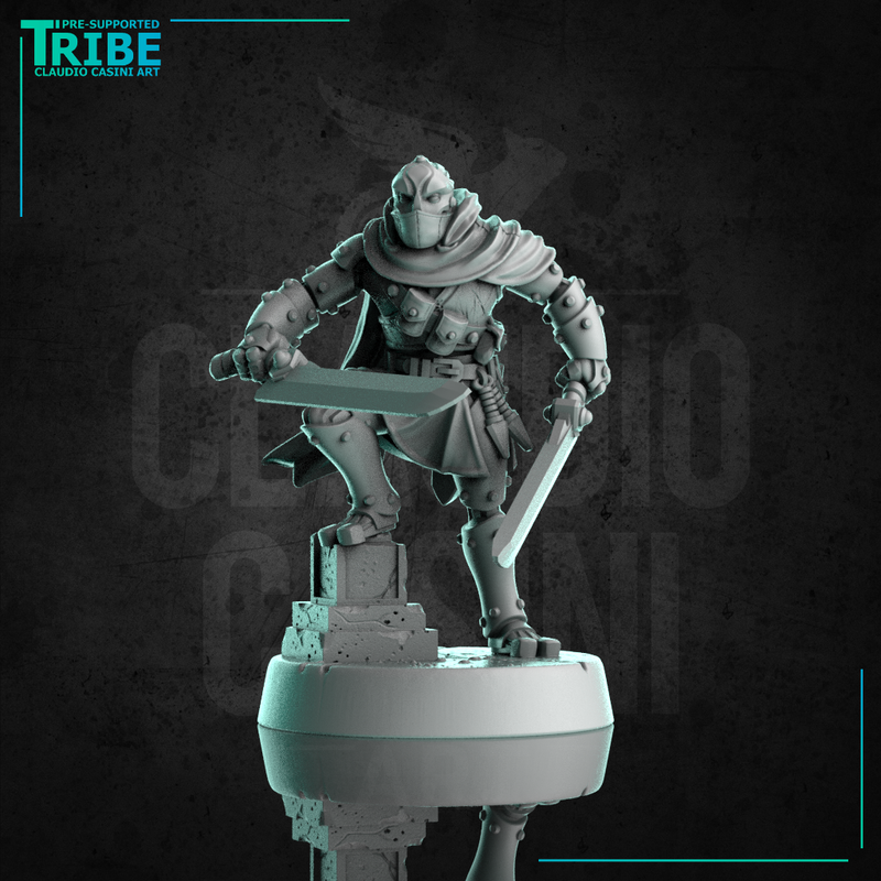 (0312) Male warforged assassin rogue  thief with magic swords and knives