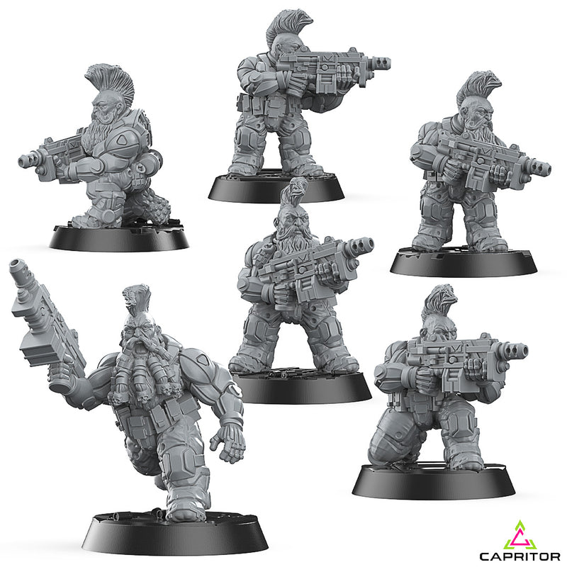 Tactical Space Dwarves "BFG" Squad (6 Models) - Only-Games