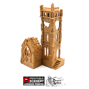 Bell Tower and Sept - Shadowfey Ruins 15mm 20mm 28mm 32mm 37mm Belltower Transept Wargaming Terrain D&D DnD - Only-Games