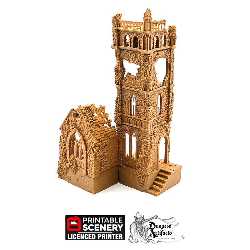 Bell Tower and Sept - Shadowfey Ruins 15mm 20mm 28mm 32mm 37mm Belltower Transept Wargaming Terrain D&D DnD - Only-Games