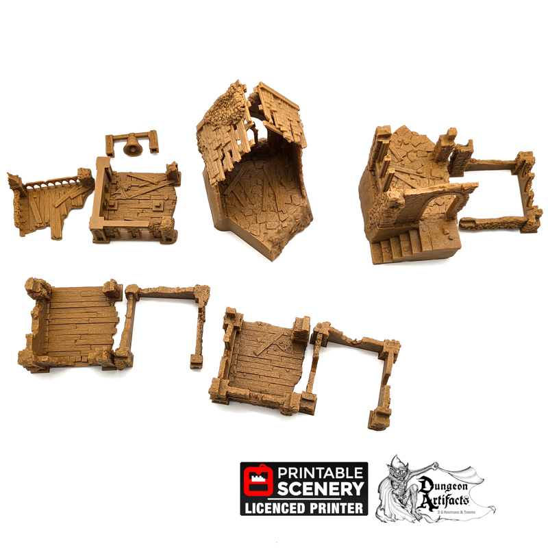 Bell Tower and Sept - Shadowfey Ruins 15mm 20mm 28mm 32mm 37mm Belltower Transept Wargaming Terrain D&D DnD - Only-Games