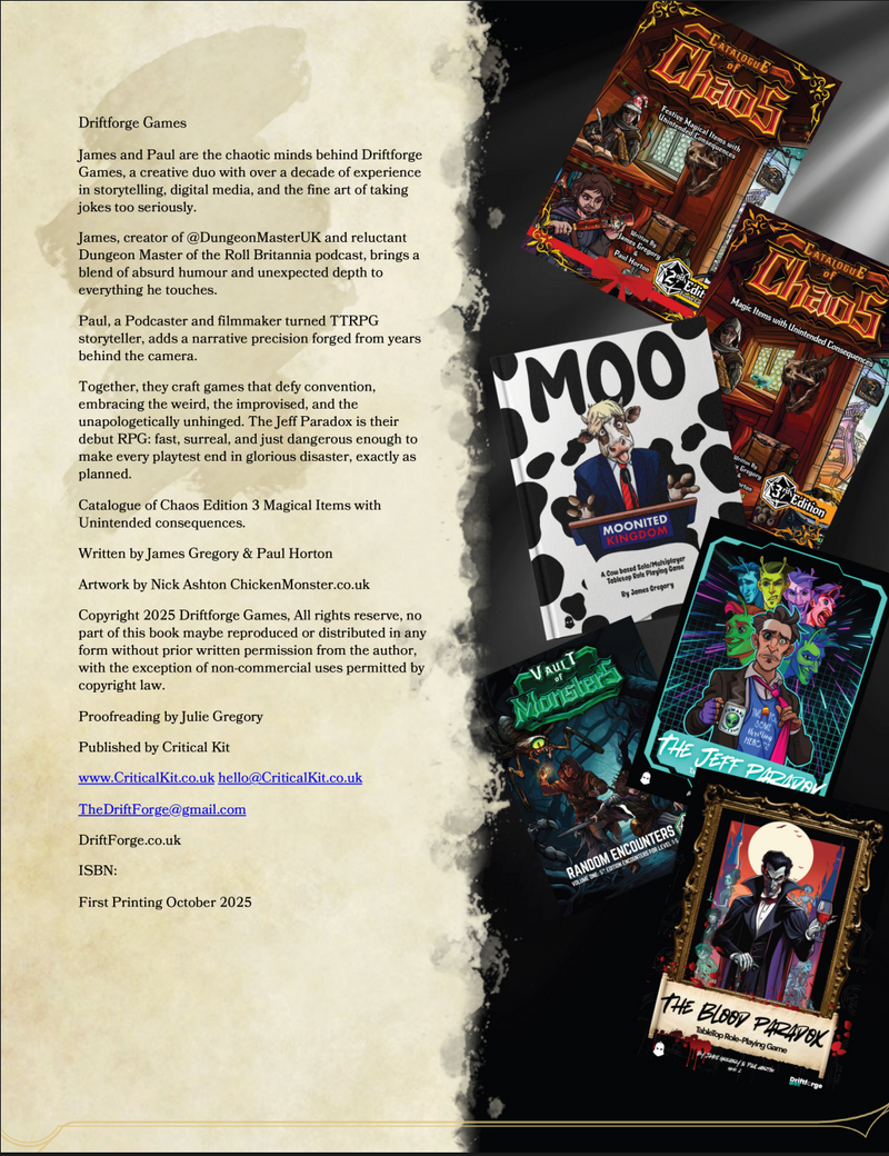 Catalogue of Chaos Ed. 1 - Magical Items of Unintended Consequences - Only-Games
