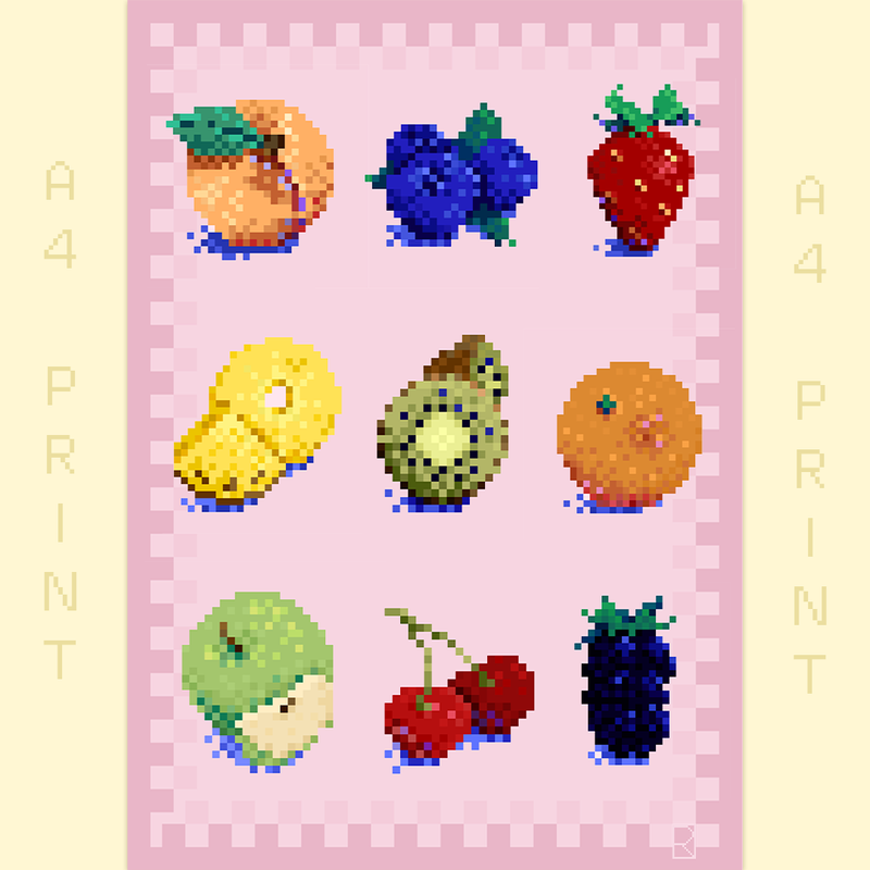 32 BIT Summer Fruits Art Print - Only-Games